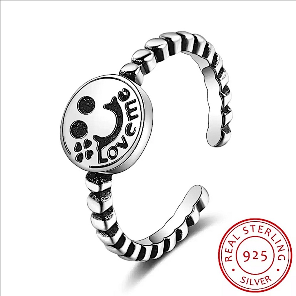 STERLING SILVER HAPPY FACE RING - Picture 3 of 6